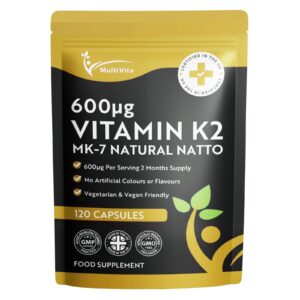 Vitamin K2 MK-7 600mcg Natural Natto 120 Capsules